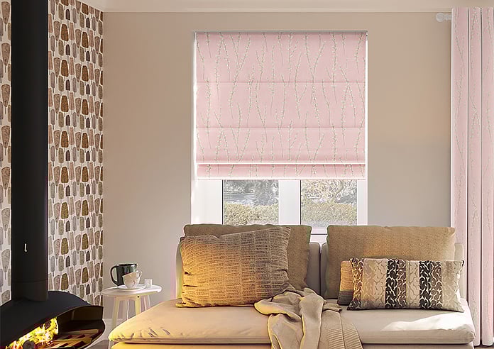 Willow Field, Precious Pink - Motorised Roman Blind - Image 3